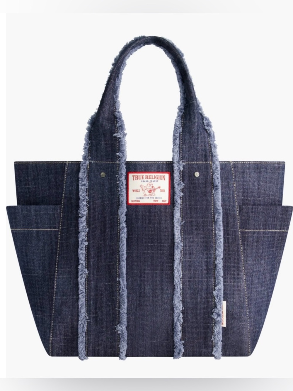True Religion Dark Denim Frayed Tote